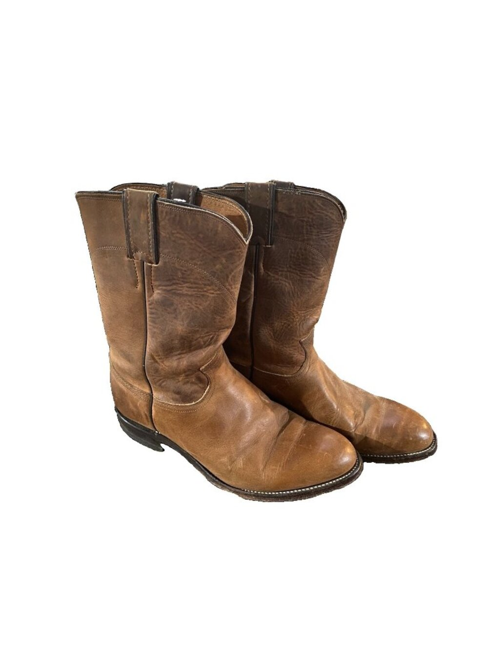 Justin Boots Mens Size 8.5 EE Brown Roper Cowboy Boot Style #3408 Western